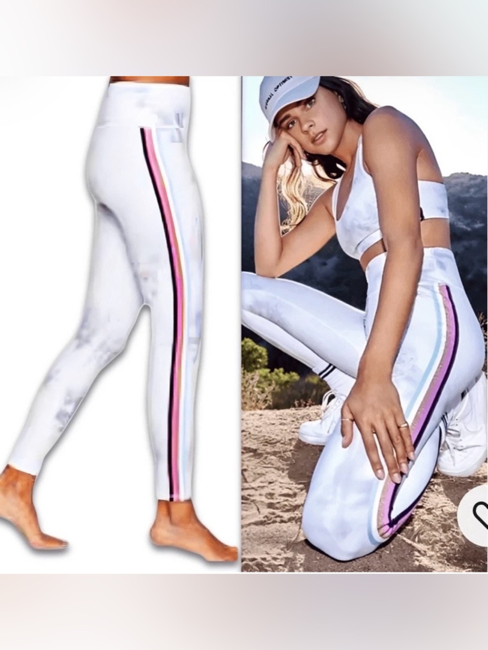 Spiritual gangster white marble intent 7/8 yoga legging side stripe NWOT SZ S - Picture 1 of 6